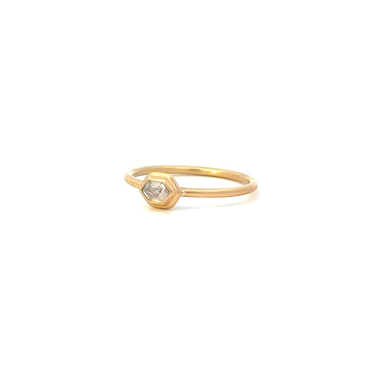 salt-and-pepper hexagon rose cut diamond ring