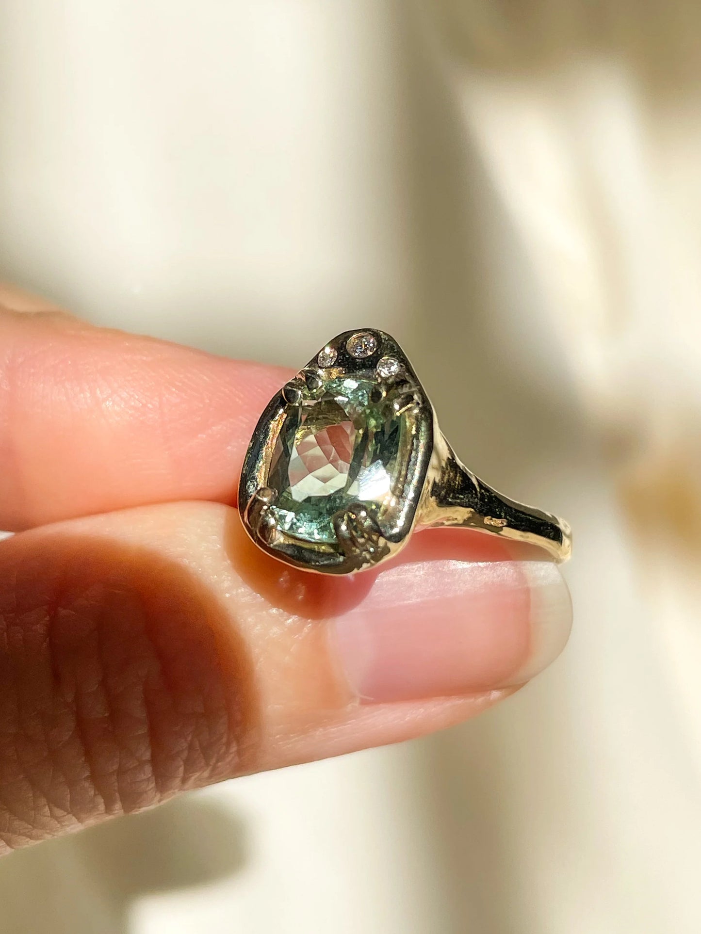 high priestess mint tourmaline ring