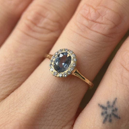 lilac sapphire halo ring