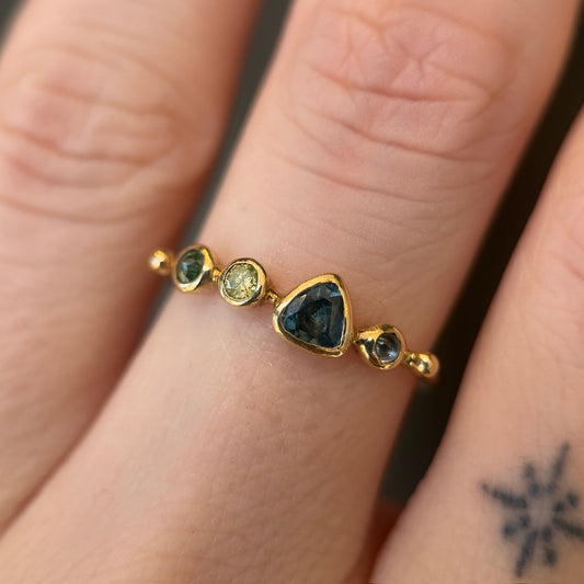 simple ring band - topaz + sapphire + diamond