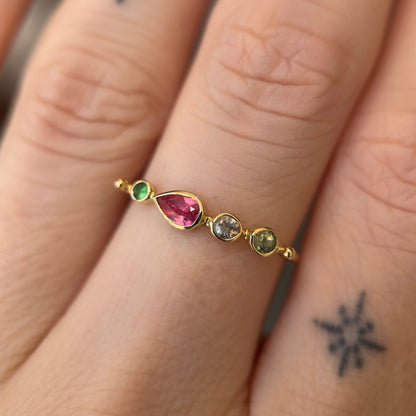 simple ring band - tsavorite garnet + spinel + sapphire + tourmaline