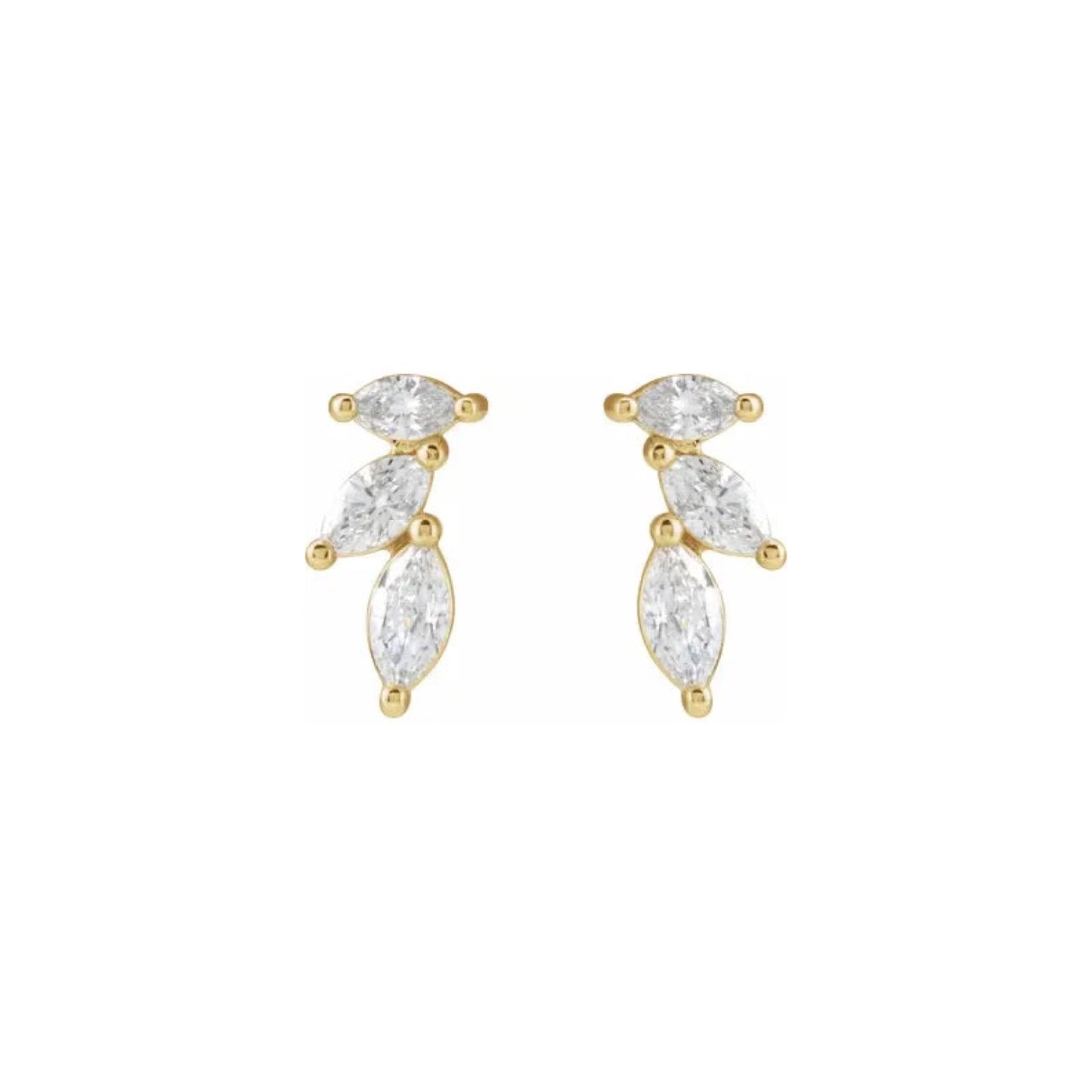 marquise climber stud earrings - natural diamond