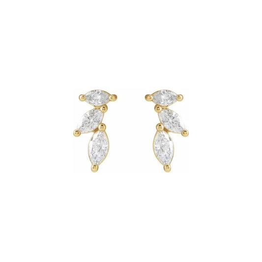 marquise climber stud earrings - natural diamond