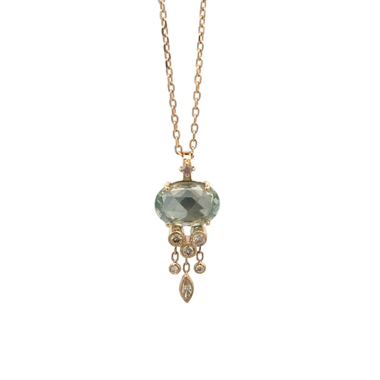 seafoam sapphire & dangling diamonds jellyfish necklace