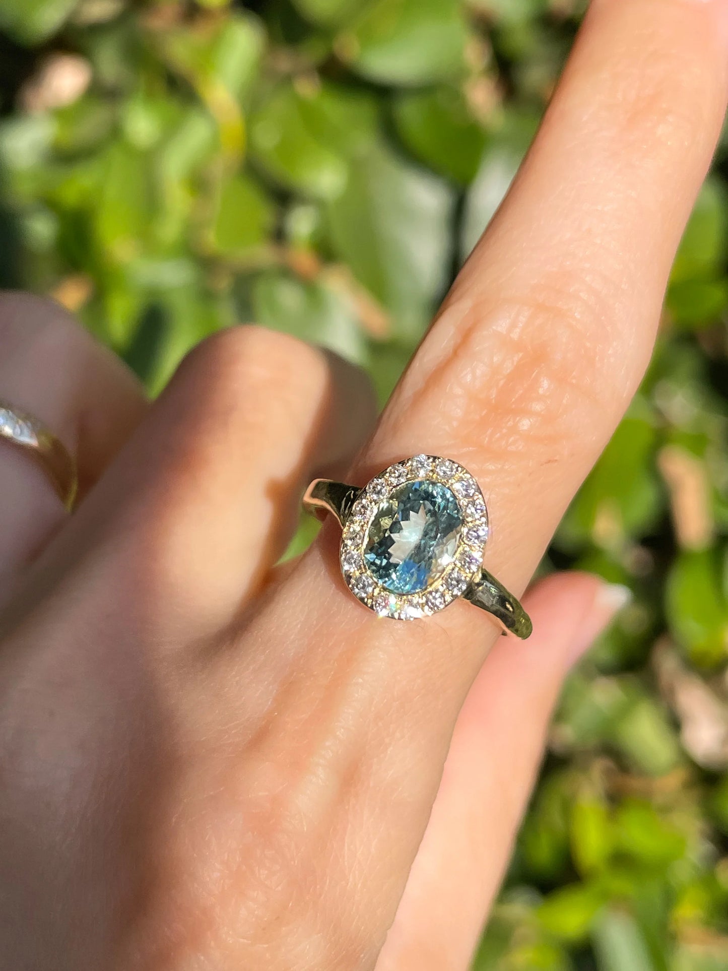 heirloom aquamarine halo ring