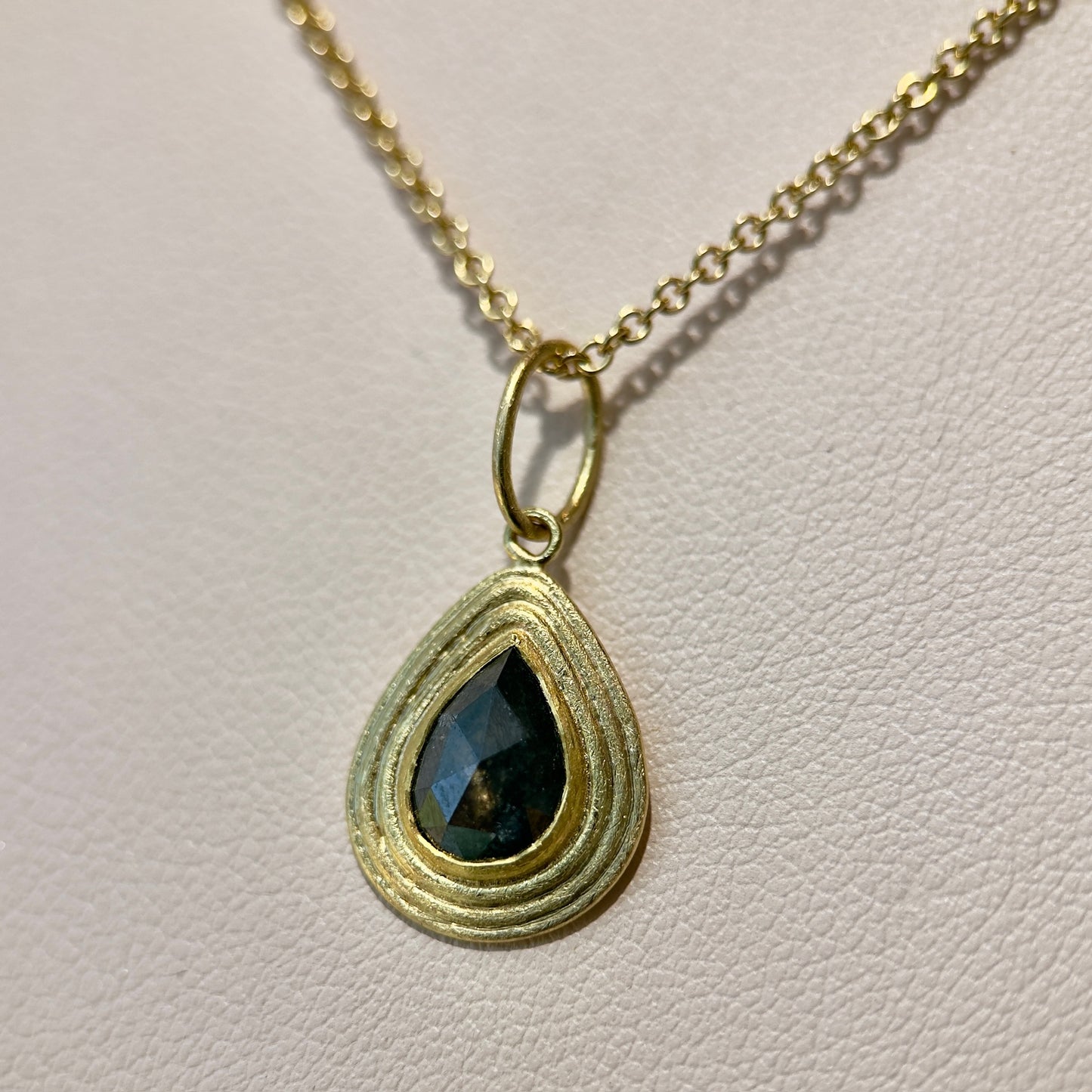 rose-cut black diamond teardrop triple framed pendant charm