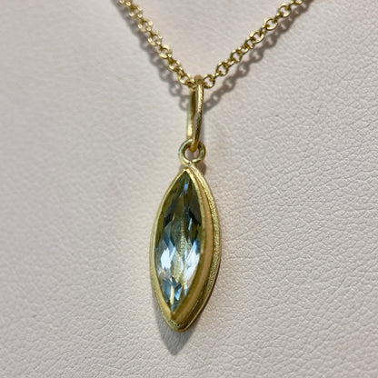 faceted aquamarine marquise framed pendant charm