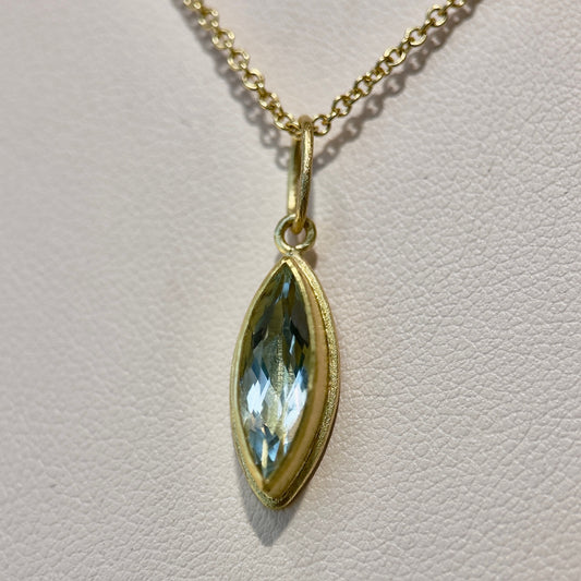 faceted aquamarine marquise framed pendant charm