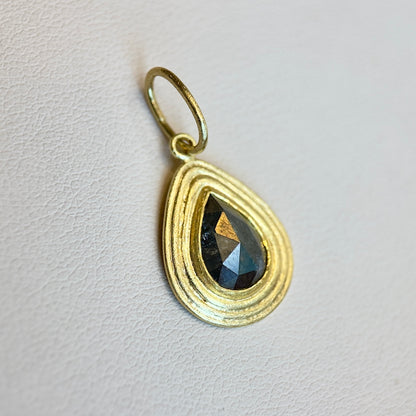 rose-cut black diamond teardrop triple framed pendant charm