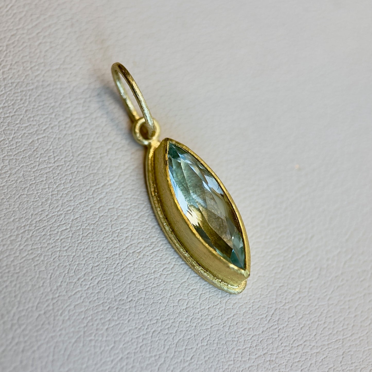 faceted aquamarine marquise framed pendant charm
