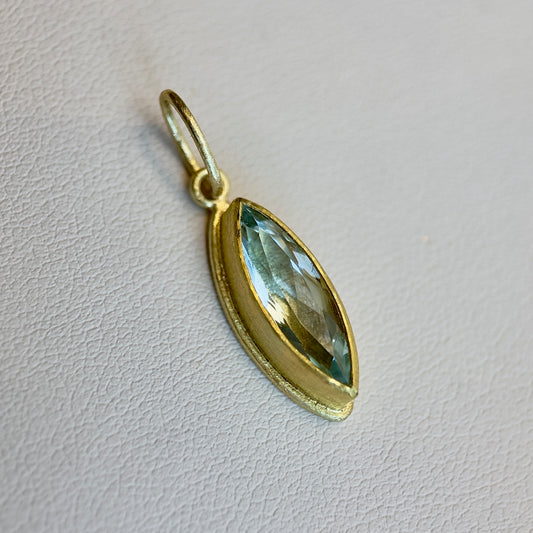 faceted aquamarine marquise framed pendant charm