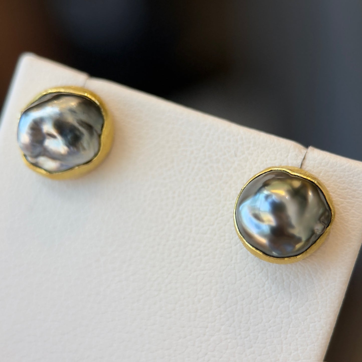 keshi pearl stud earrings