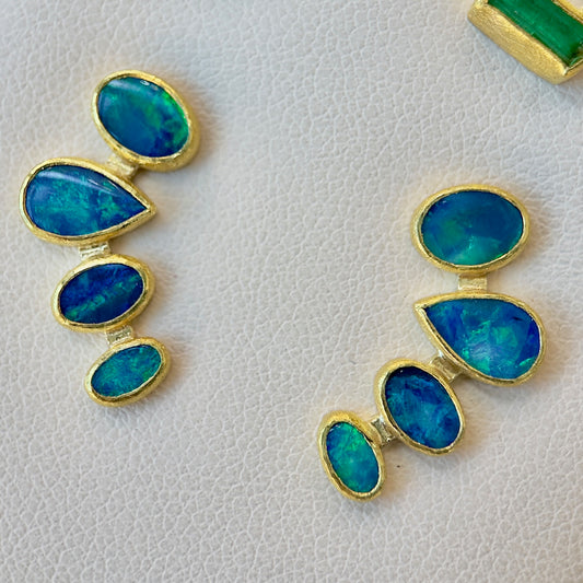 australian opal crawler stud earrings