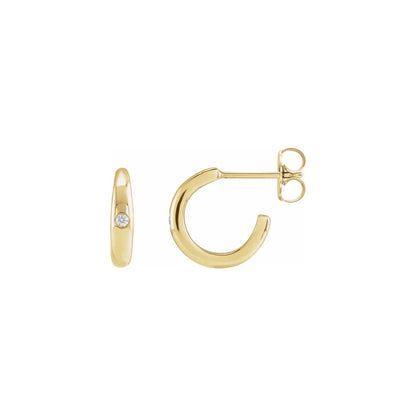 tapered stone post hoop earrings - natural diamond
