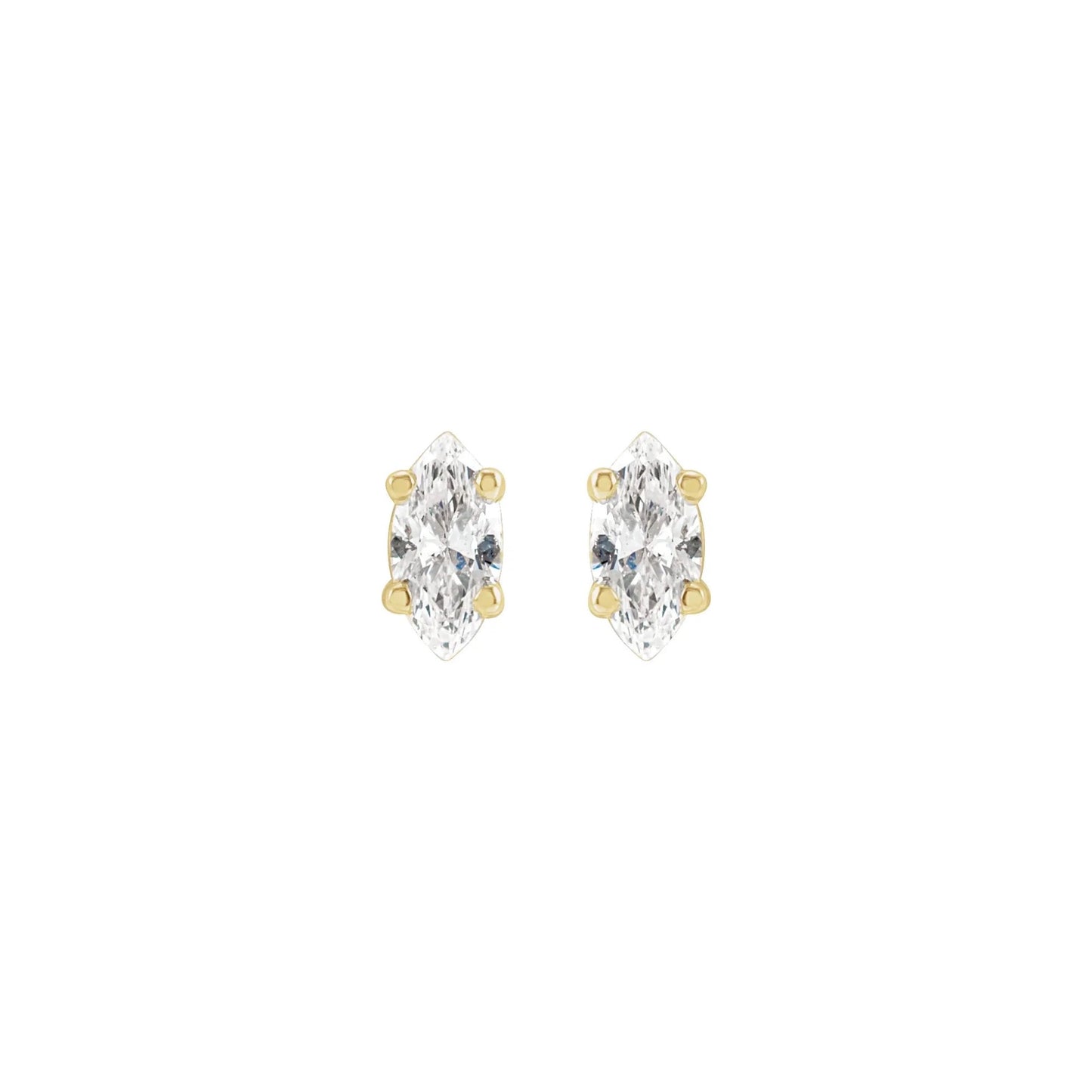marquise prong stud earrings - natural diamond