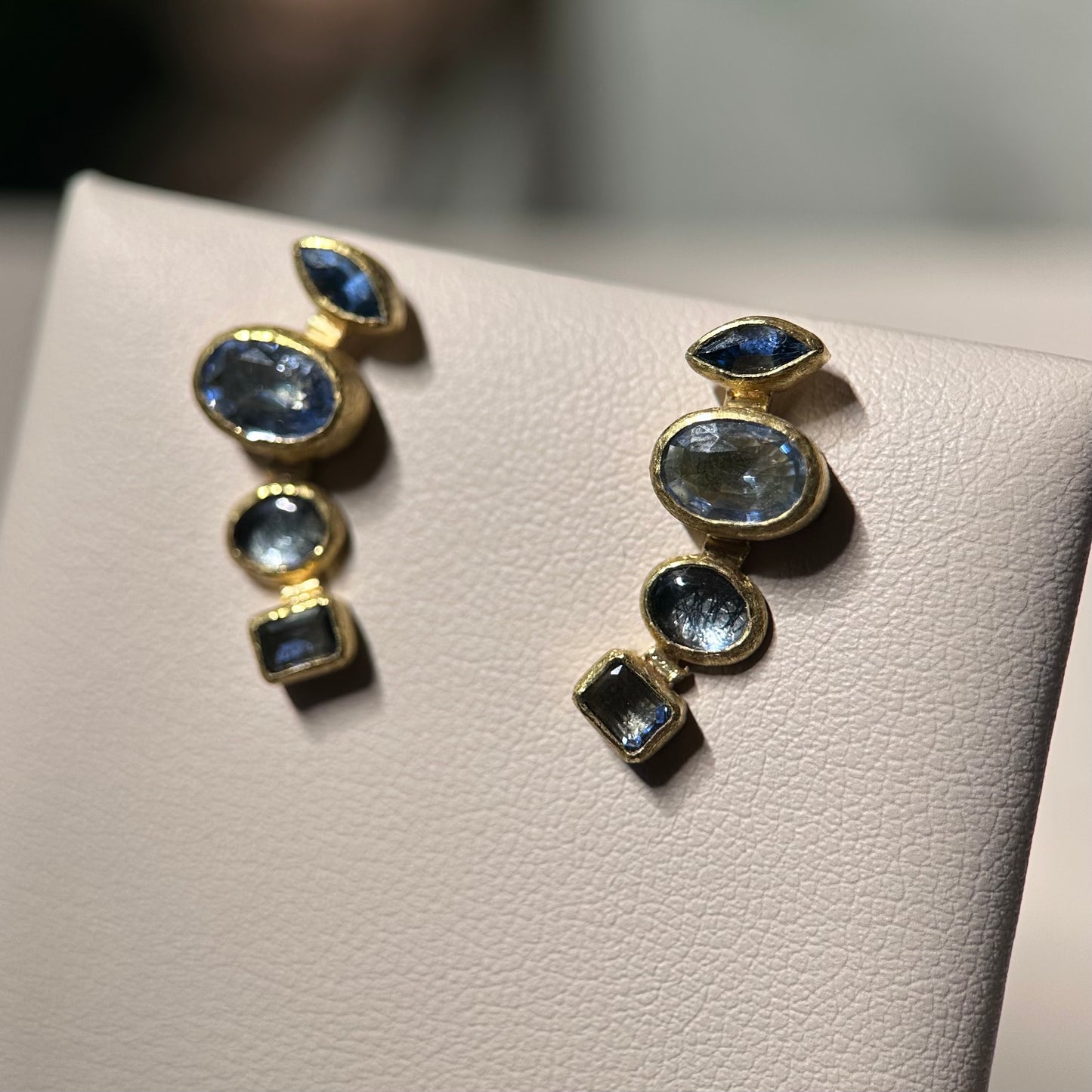 multi-sapphire climber stud earrings