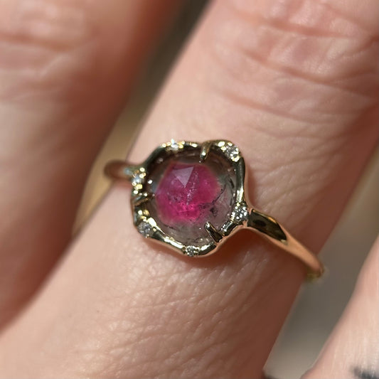 cosmic light ring - watermelon tourmaline