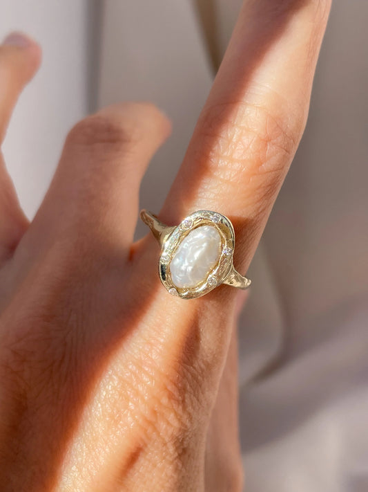 mother pearl diamond ring