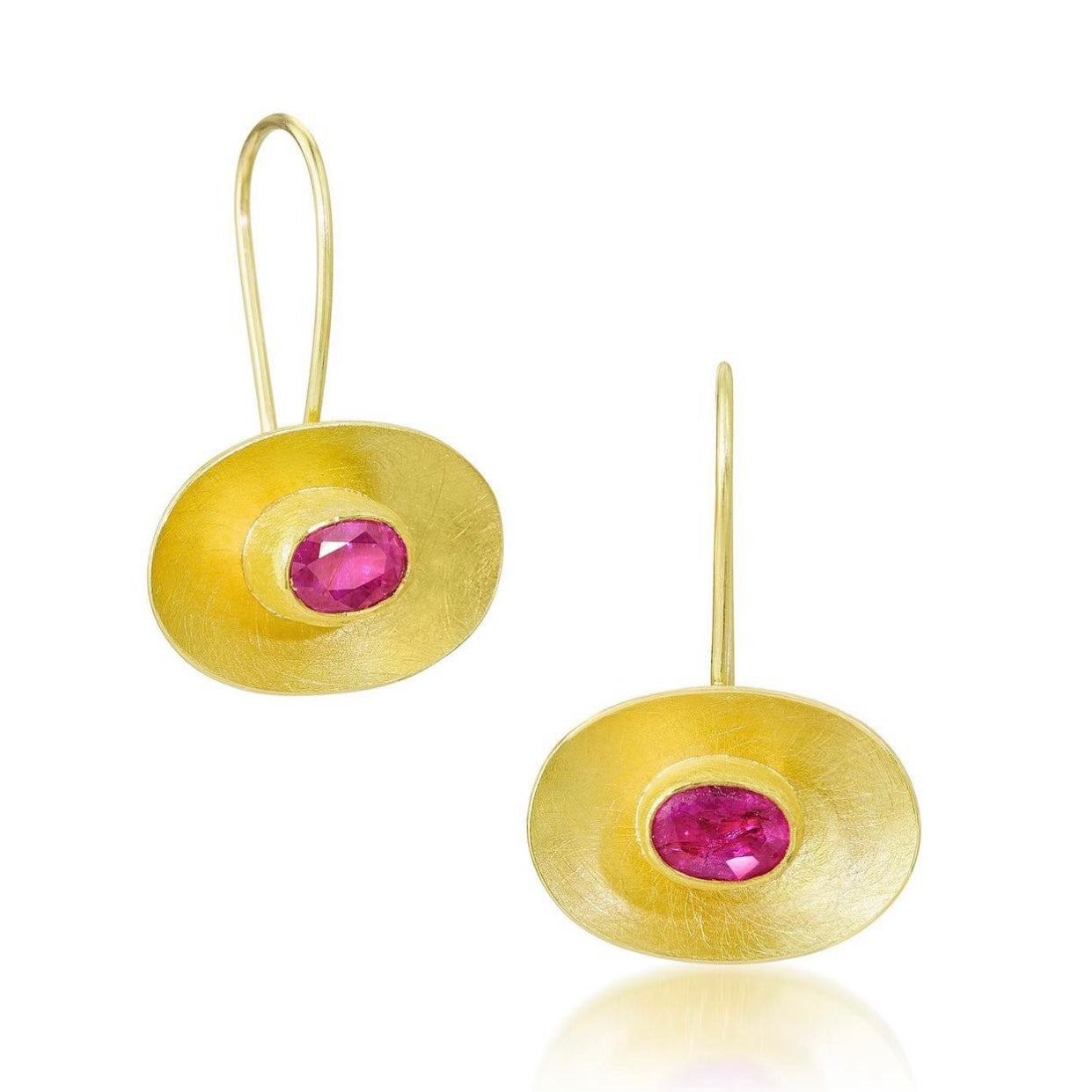 faceted ruby bowl-framed drop earrings