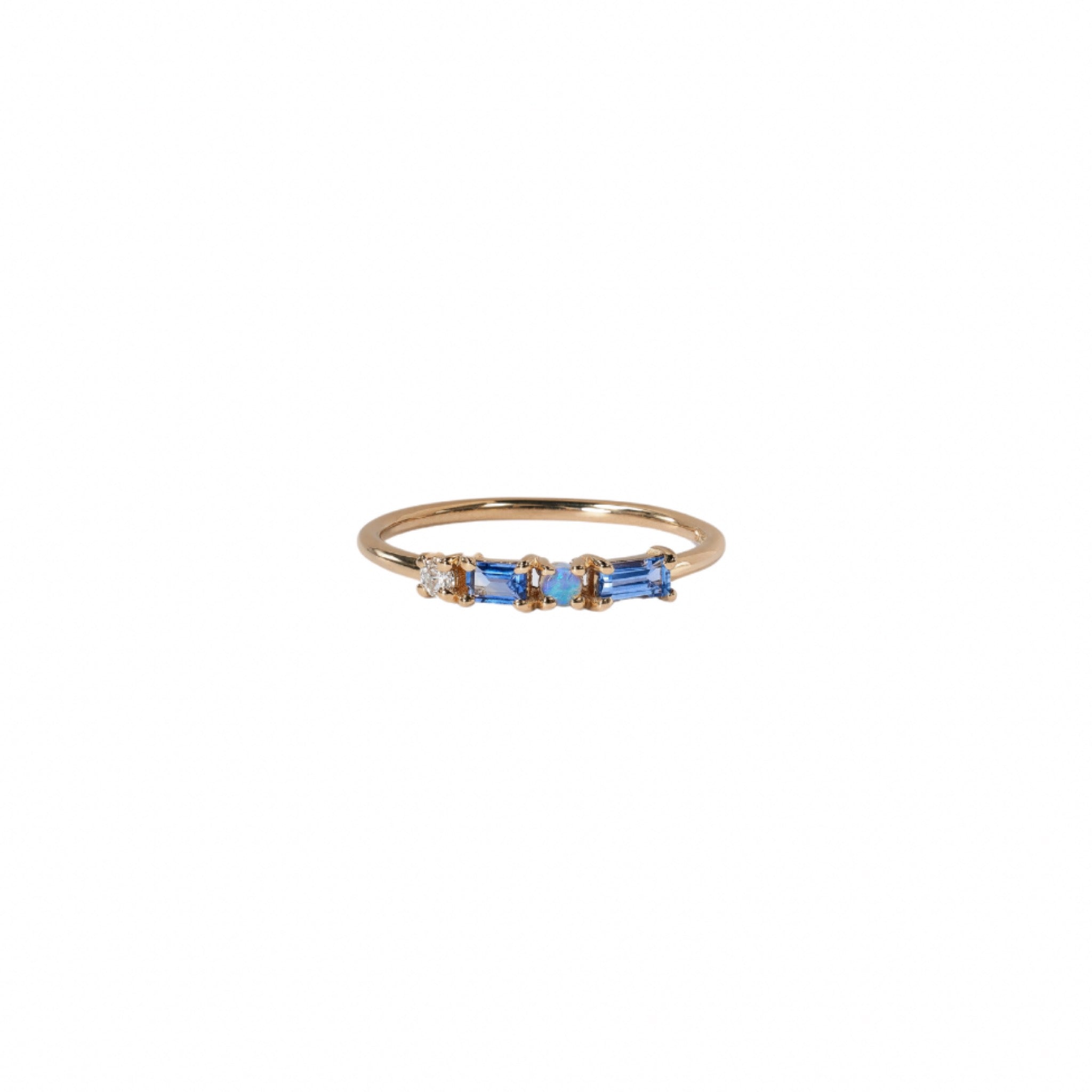 wwake / pillar ring - sapphire + opal + diamond – Len Collective