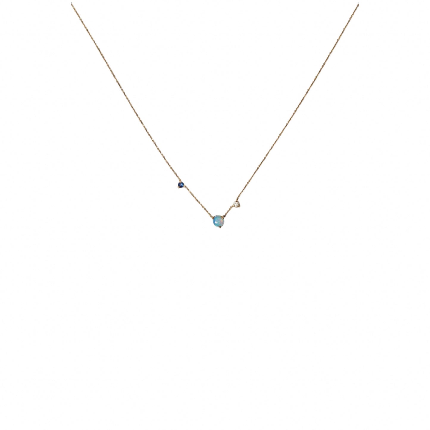 wwake / three-step necklace - opal + sapphire + diamond