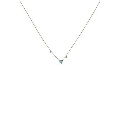 wwake / three-step necklace - opal + sapphire + diamond