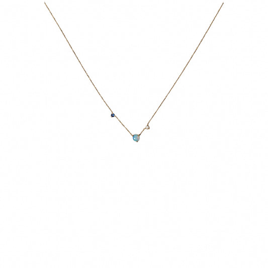 wwake / three-step necklace - opal + sapphire + diamond