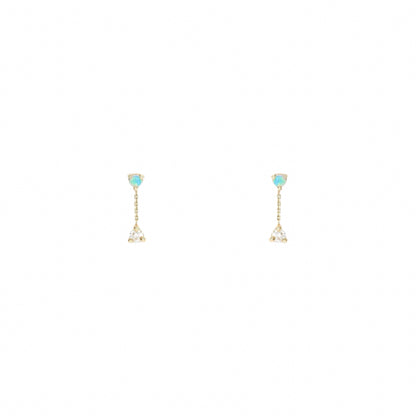 wwake / small two-step chain earring - opal + diamond - single