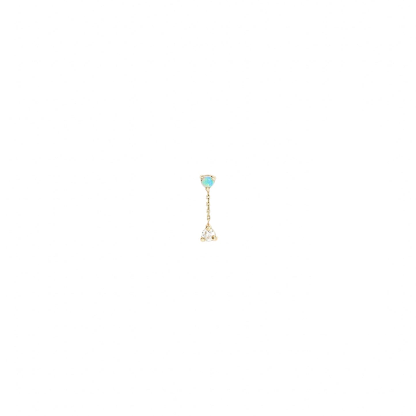 wwake / small two-step chain earring - opal + diamond - single