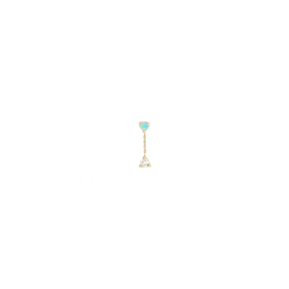 wwake / small two-step chain earring - opal + diamond - single