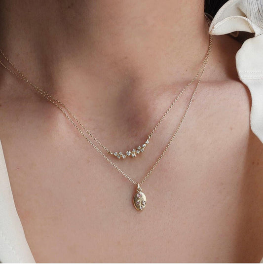 diamond cluster garland necklace