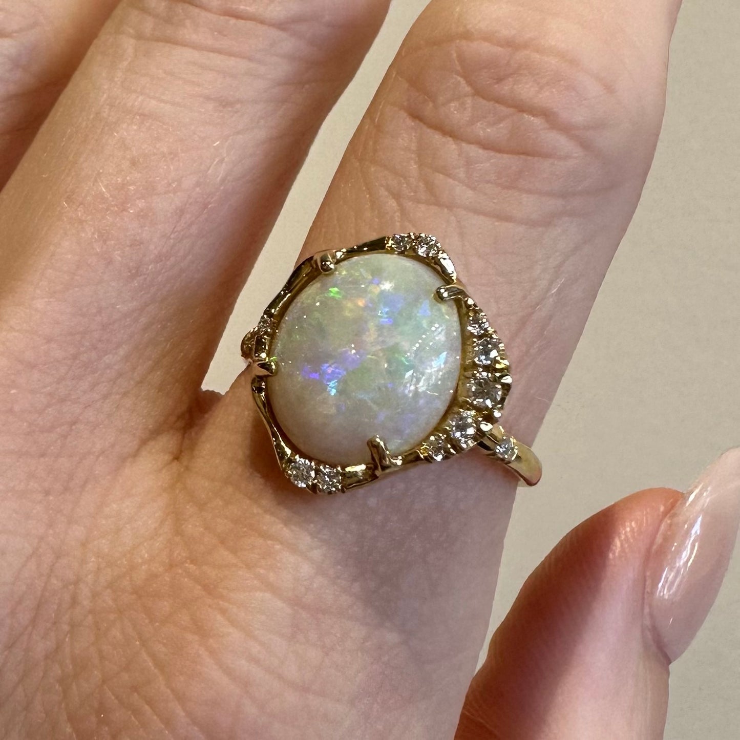 stardust ring - multicolor australian opal