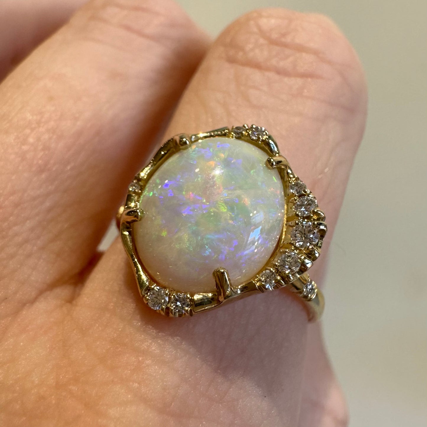 stardust ring - multicolor australian opal