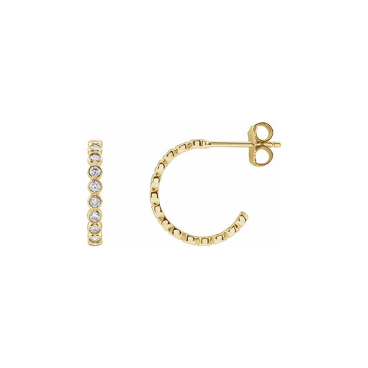 bezel stone post hoop earrings - grown diamond