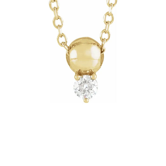 bead diamond duo pendant necklace - natural diamond