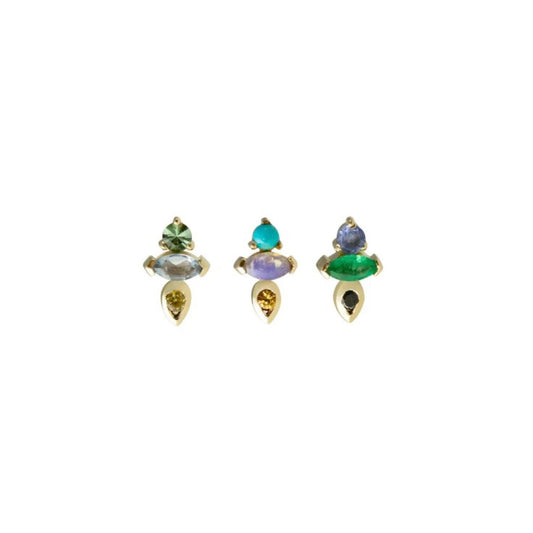 métier / am pm multi gemstone stud earring - single