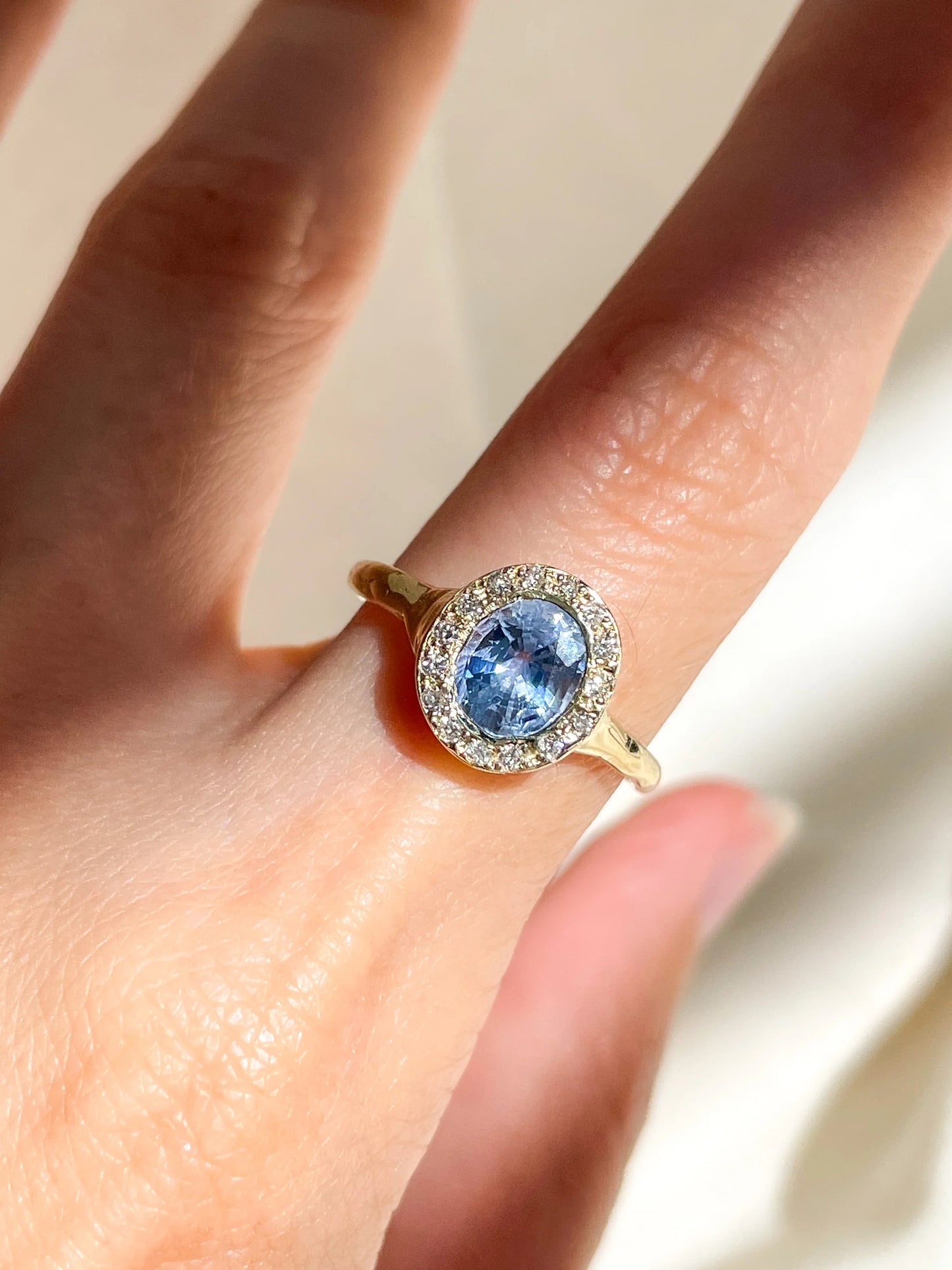 periwinkle sapphire halo ring