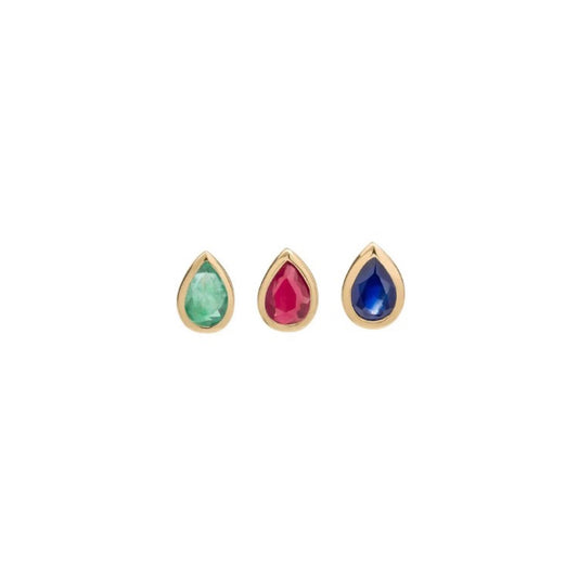 métier / bezel-set pear gemstone stud earrings