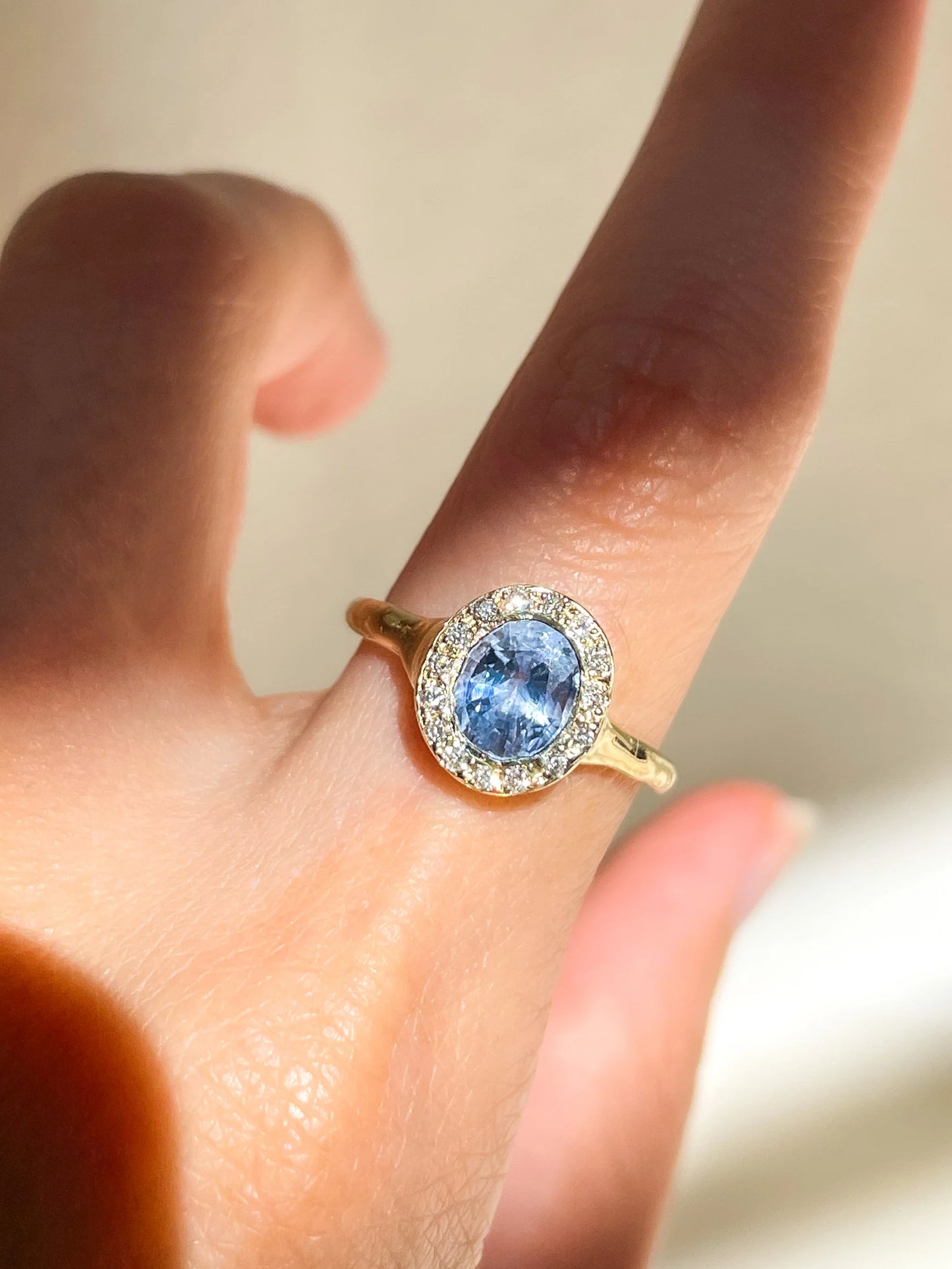 periwinkle sapphire halo ring
