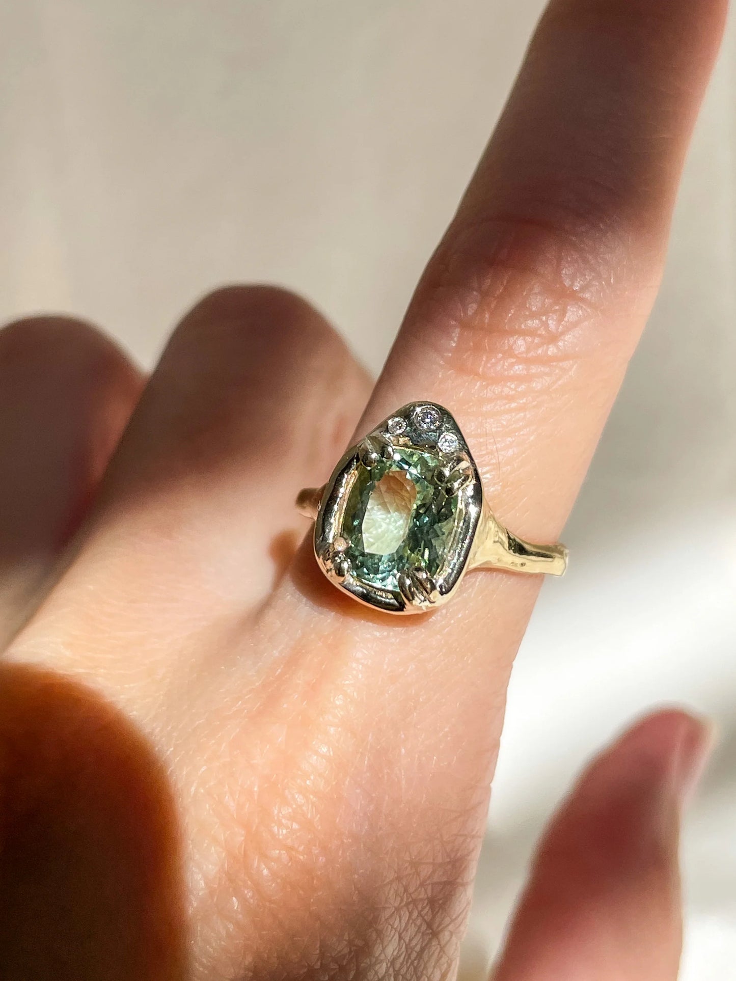 high priestess mint tourmaline ring