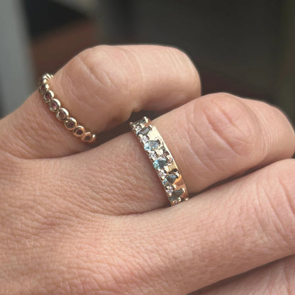 kendall ring band - teal sapphire + natural diamond