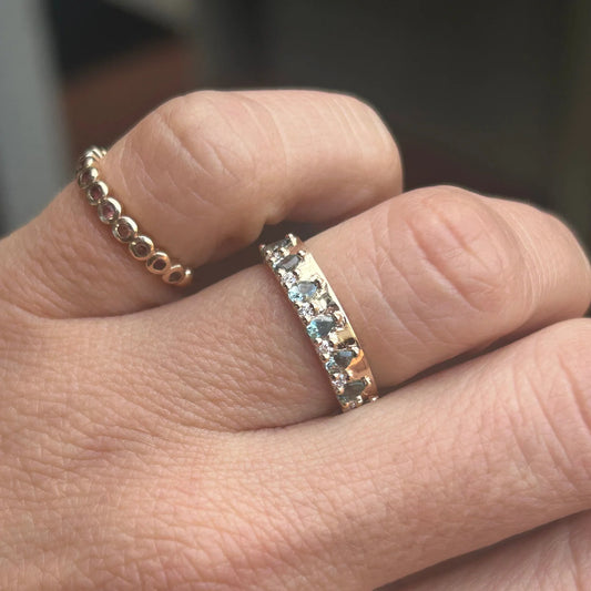 kendall ring band - teal sapphire + natural diamond
