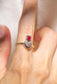 love on top of love ring II - morganite + ruby