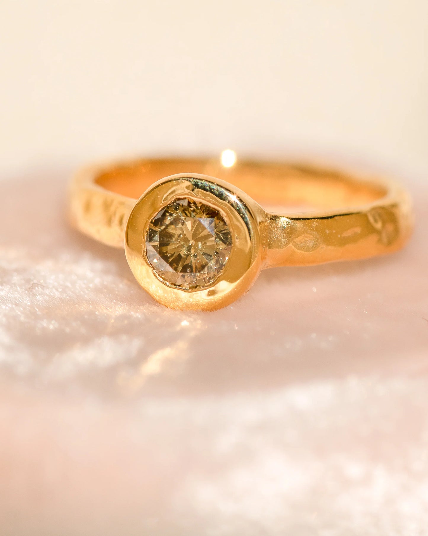 22k champagne diamond ring
