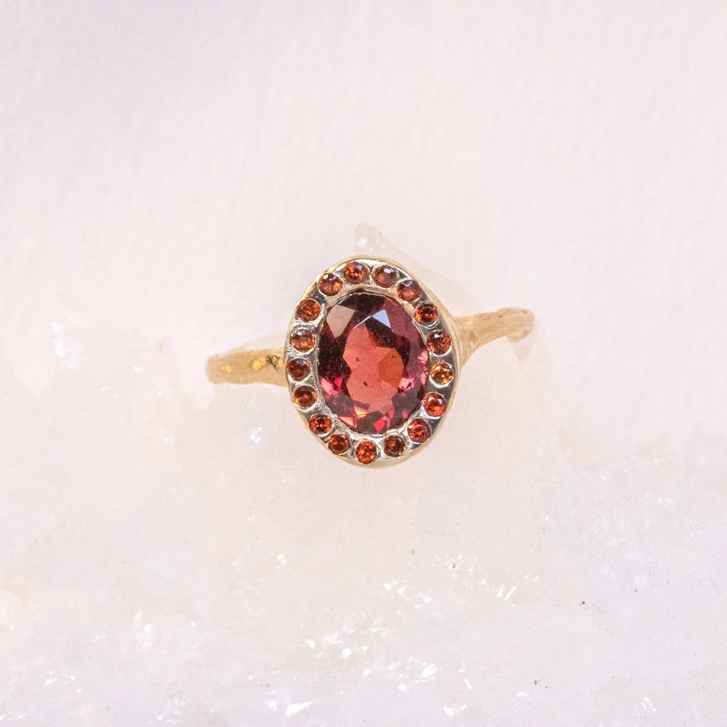 heirloom garnet halo ring