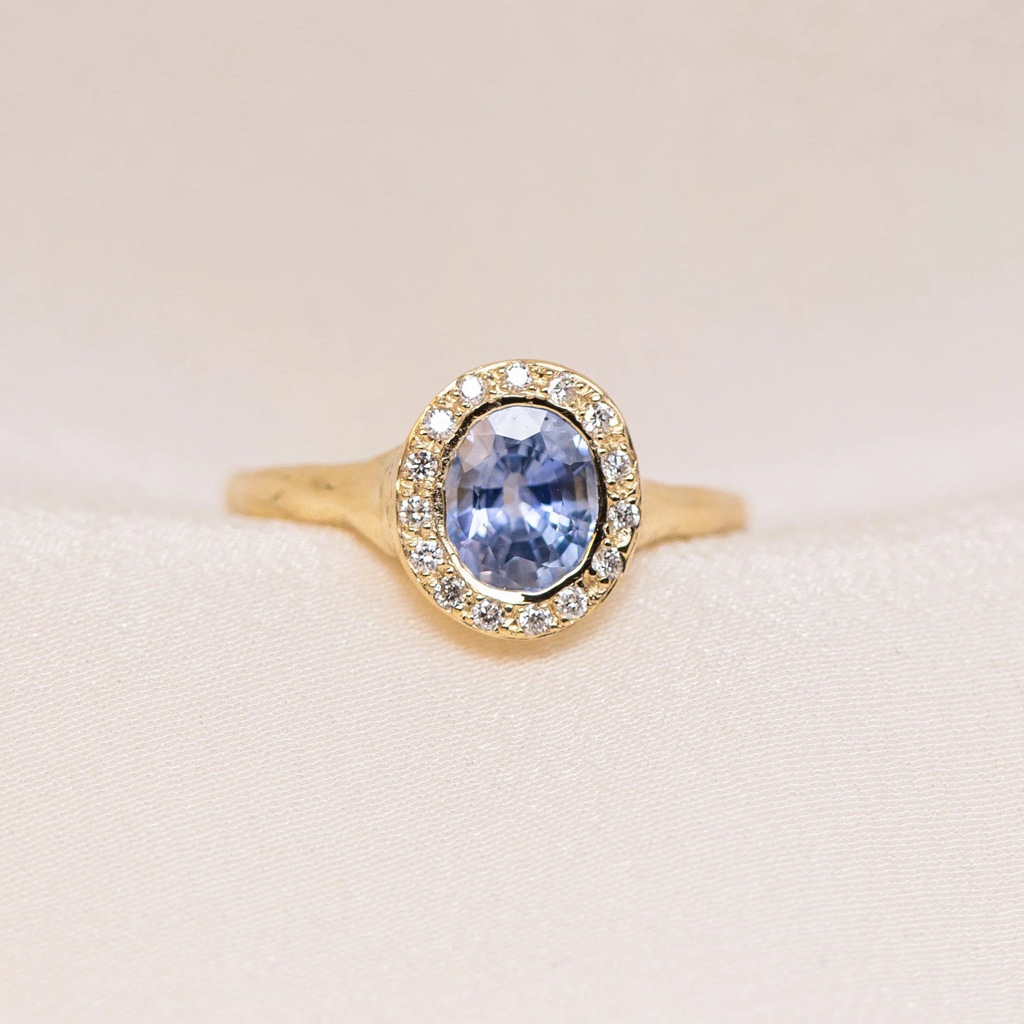 periwinkle sapphire halo ring