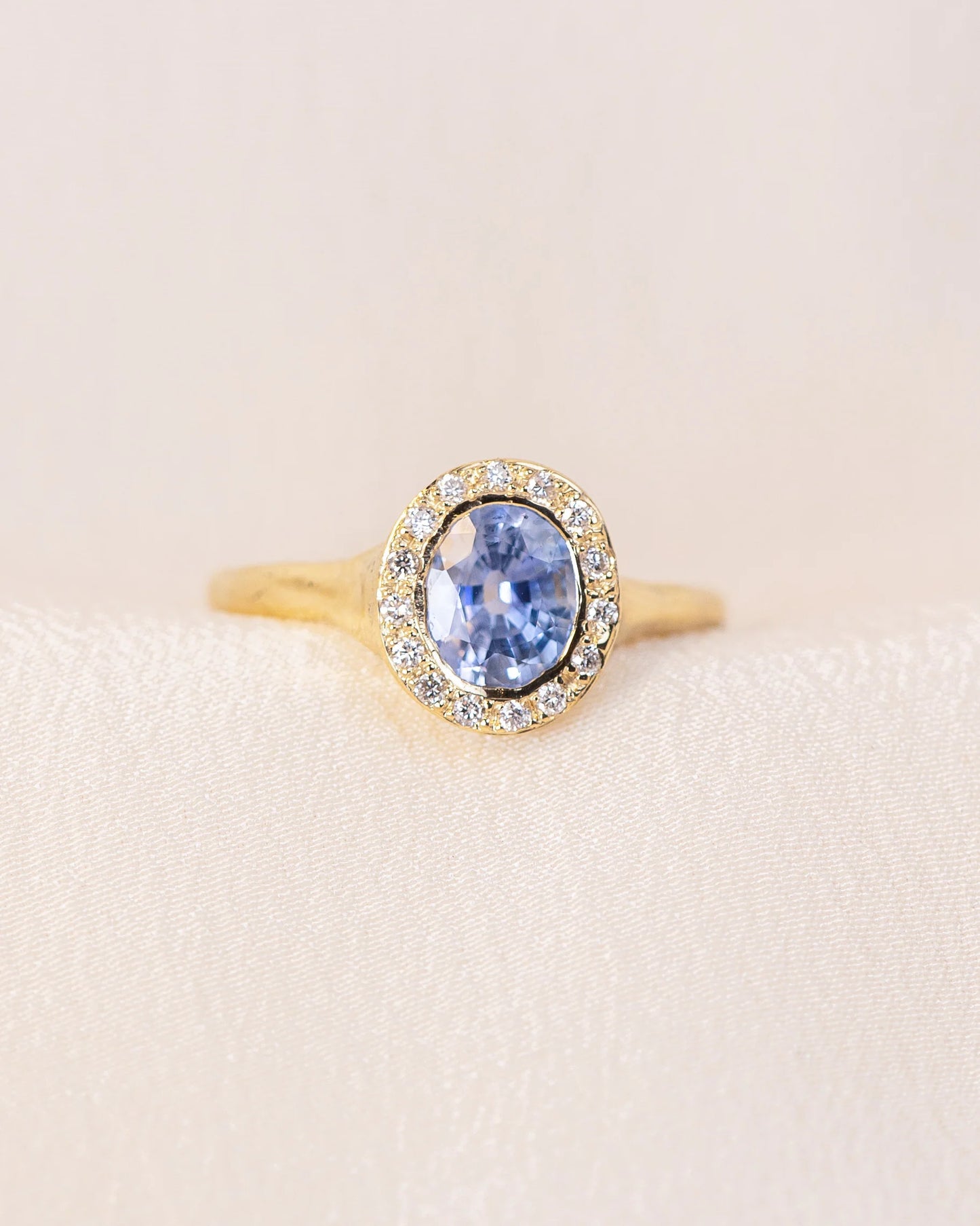 periwinkle sapphire halo ring