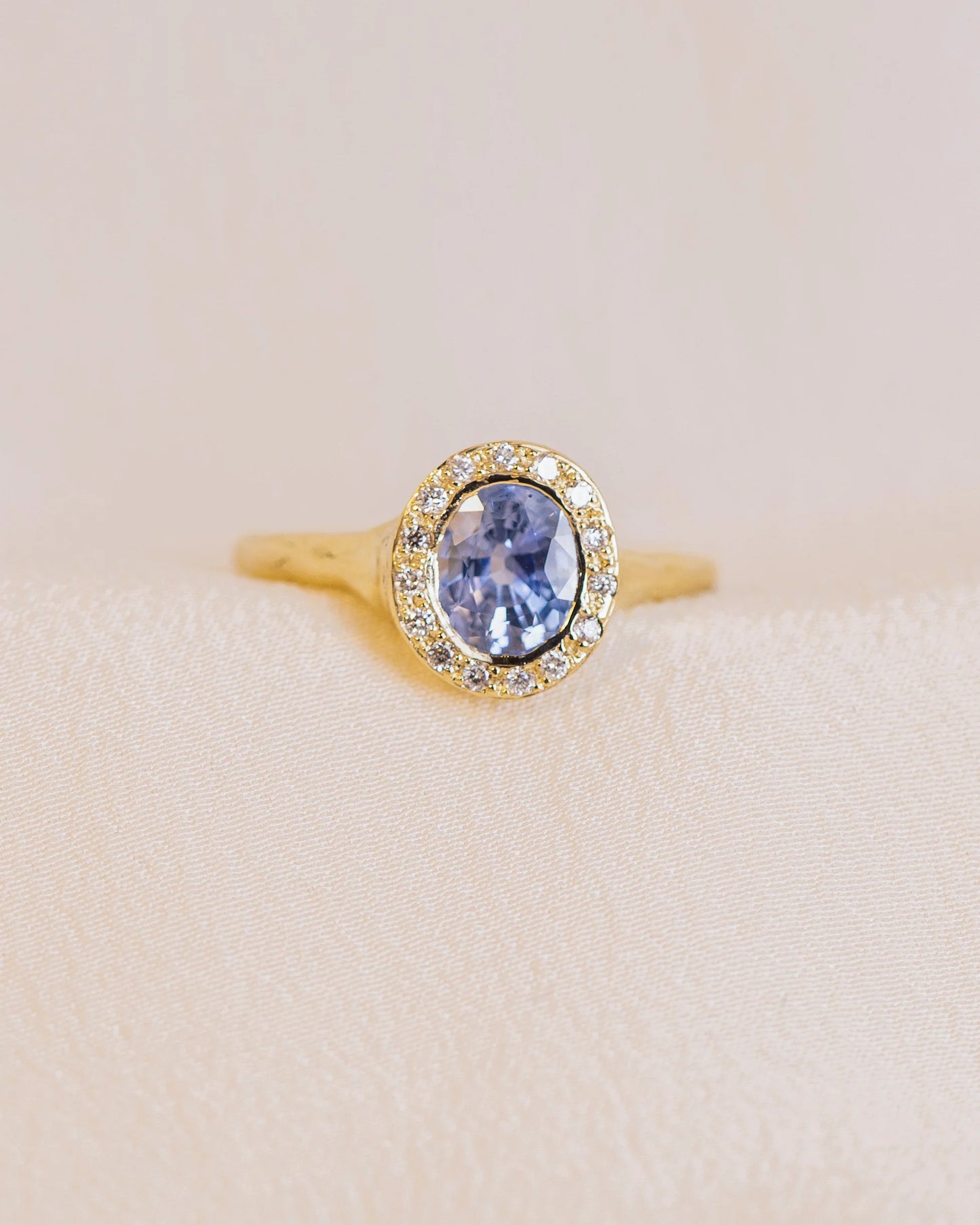 periwinkle sapphire halo ring