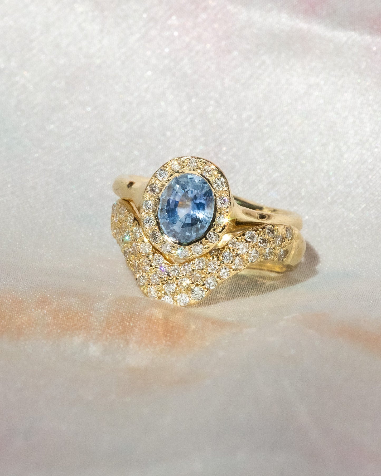 periwinkle sapphire halo ring
