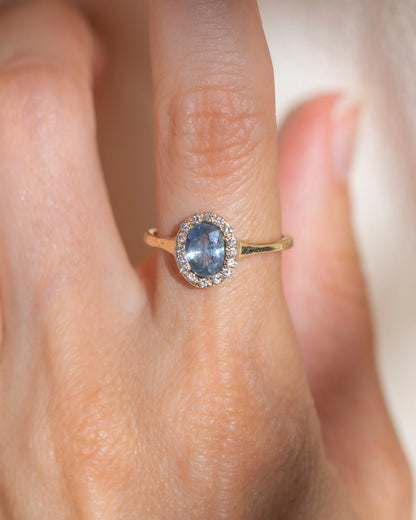 lilac sapphire halo ring